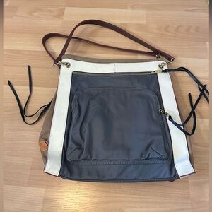 EUC MZ Wallace Tri-color Bag with red handles, inside pouch and duster bag